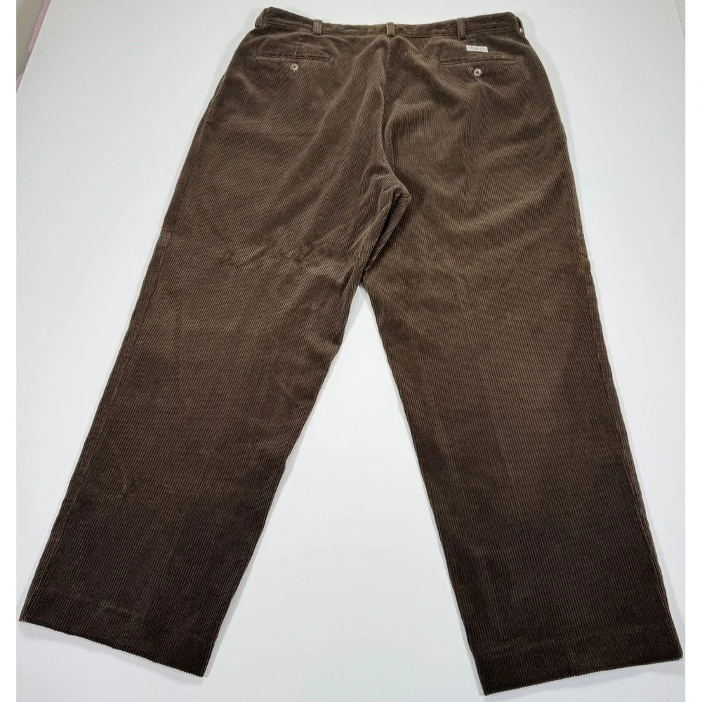 Polo Ralph Lauren Cords Corduroy Pants Mens 38x29.5 Brown Pleated Wide Wale 90s